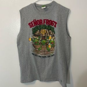 Senor Frogs Puerto Rico large tank top gray islands resort pub bar